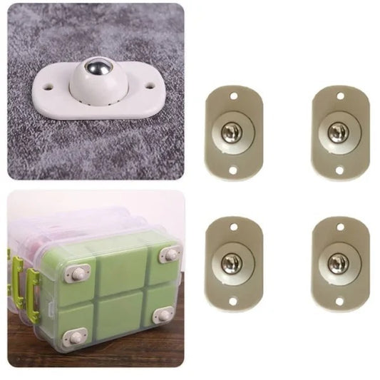Mini Furniture Mover Wheels | Set of 4 | 360° Rotating Stainless Steel Casters | Self-Adhesive