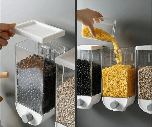 1500ml Grain Dispenser | Wall-Mounted Rice & Dry Food Storage Container