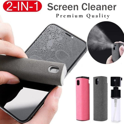 Mobile Phone Screen Cleaner | Portable Spray & Microfiber Wipe | Dust & Smudge Removal