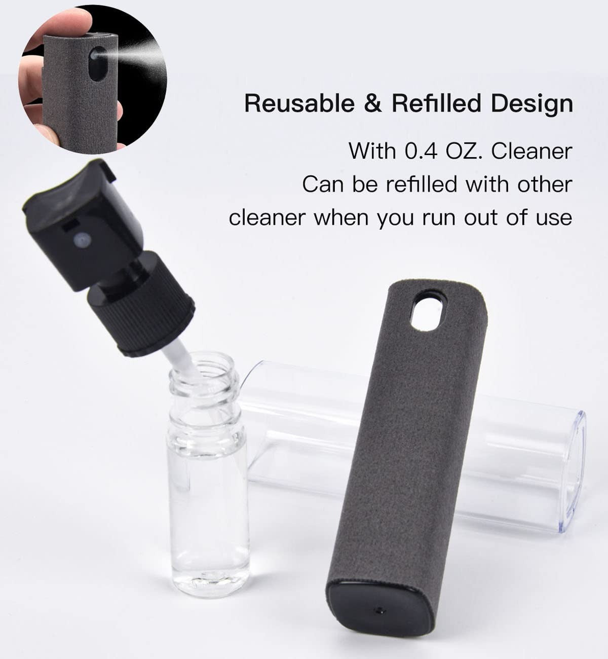 Mobile Phone Screen Cleaner | Portable Spray & Microfiber Wipe | Dust & Smudge Removal