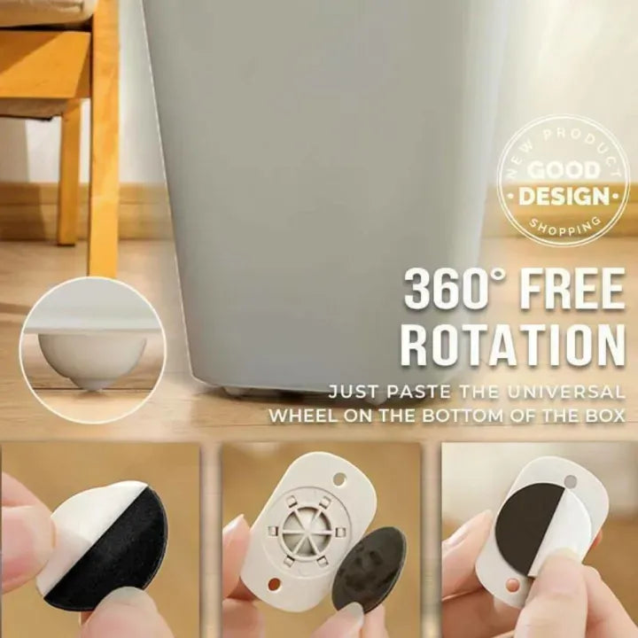 Mini Furniture Mover Wheels | Set of 4 | 360° Rotating Stainless Steel Casters | Self-Adhesive
