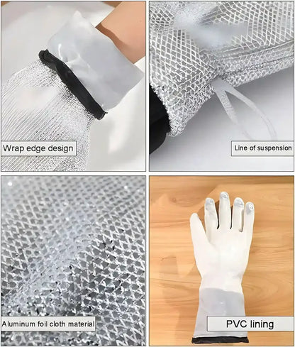 Heavy-Duty Silver Heat-Resistant Oven Mitts | Professional Kitchen Safety Gloves (Pair)