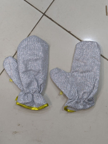 Heavy-Duty Silver Heat-Resistant Oven Mitts | Professional Kitchen Safety Gloves (Pair)