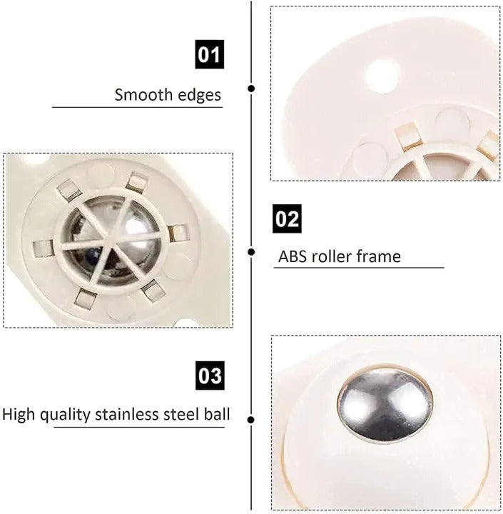 Mini Furniture Mover Wheels | Set of 4 | 360° Rotating Stainless Steel Casters | Self-Adhesive