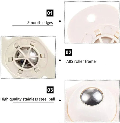 Mini Furniture Mover Wheels | Set of 4 | 360° Rotating Stainless Steel Casters | Self-Adhesive