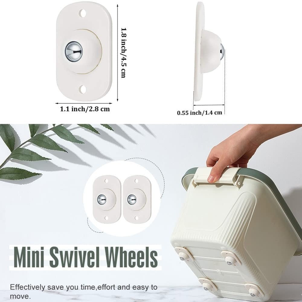 Mini Furniture Mover Wheels | Set of 4 | 360° Rotating Stainless Steel Casters | Self-Adhesive