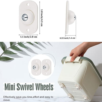 Mini Furniture Mover Wheels | Set of 4 | 360° Rotating Stainless Steel Casters | Self-Adhesive