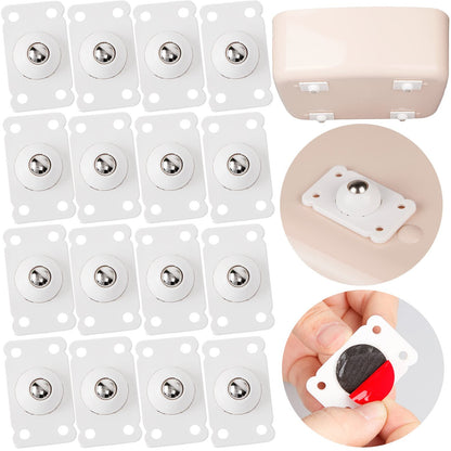 Mini Furniture Mover Wheels | Set of 4 | 360° Rotating Stainless Steel Casters | Self-Adhesive