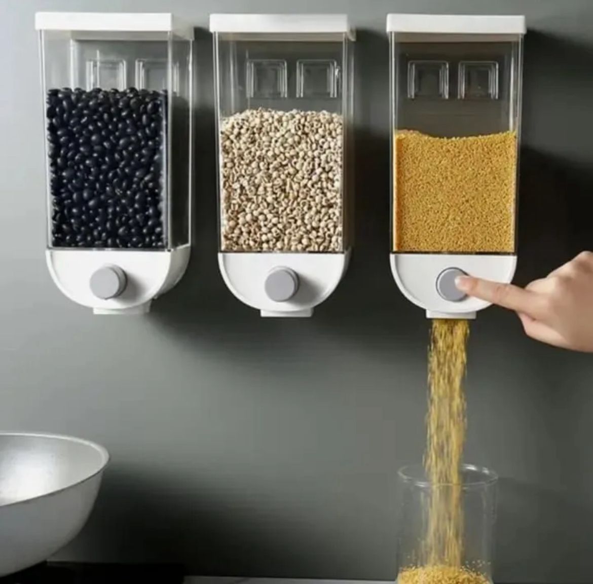 1500ml Grain Dispenser | Wall-Mounted Rice & Dry Food Storage Container