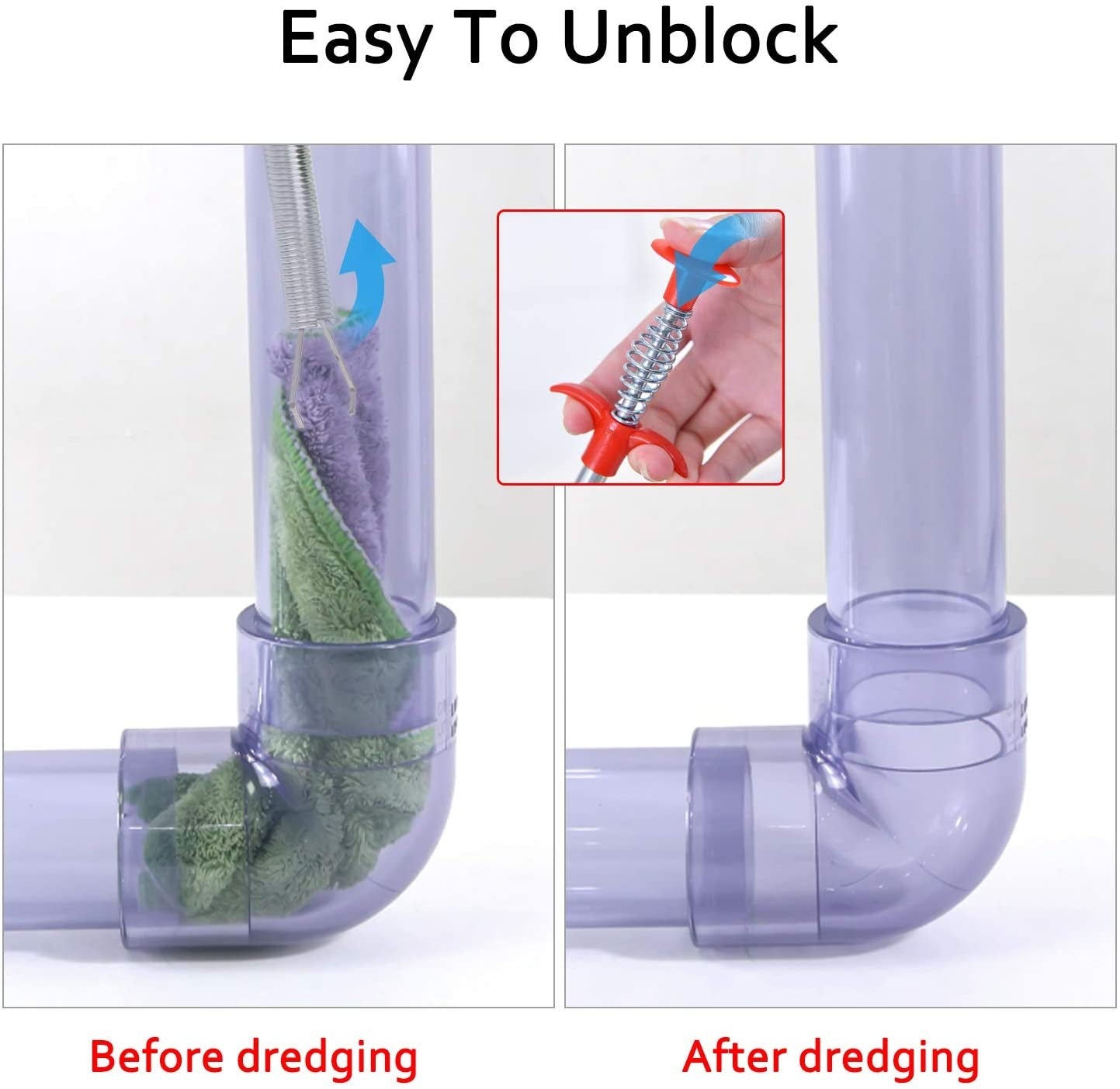 Metal Flexible 60cm Wire Brush Drain Cleaner | Sink, Sewer & Pipe Dredging Tool | Clog Remover