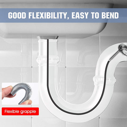Metal Flexible 60cm Wire Brush Drain Cleaner | Sink, Sewer & Pipe Dredging Tool | Clog Remover