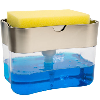 2-in-1 Kitchen Soap Dispenser With Sponge Holder | Easy-Press Soap Pump Dispenser