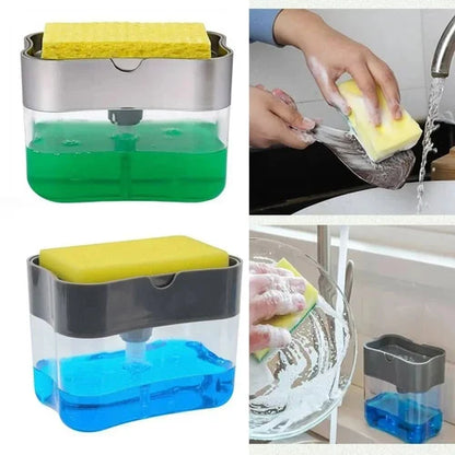 2-in-1 Kitchen Soap Dispenser With Sponge Holder | Easy-Press Soap Pump Dispenser