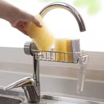 Stainless Steel Adjustable Kitchen Faucet Sponge Holder | Multifunctional Sink Organizer