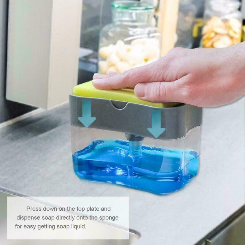 2-in-1 Kitchen Soap Dispenser With Sponge Holder | Easy-Press Soap Pump Dispenser