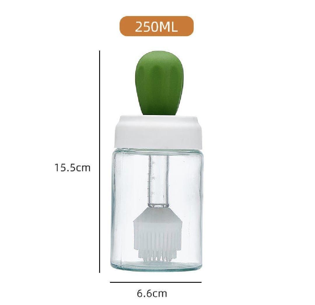 Oil Dispenser Bottle With Silicone Brush – 2-in-1 Cooking Oil Tank & Heat-Resistant Glass Basting Brush