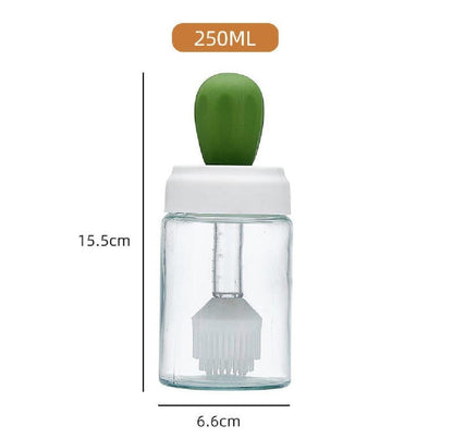 Oil Dispenser Bottle With Silicone Brush – 2-in-1 Cooking Oil Tank & Heat-Resistant Glass Basting Brush