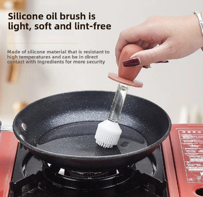 Oil Dispenser Bottle With Silicone Brush – 2-in-1 Cooking Oil Tank & Heat-Resistant Glass Basting Brush