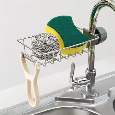 Stainless Steel Adjustable Kitchen Faucet Sponge Holder | Multifunctional Sink Organizer