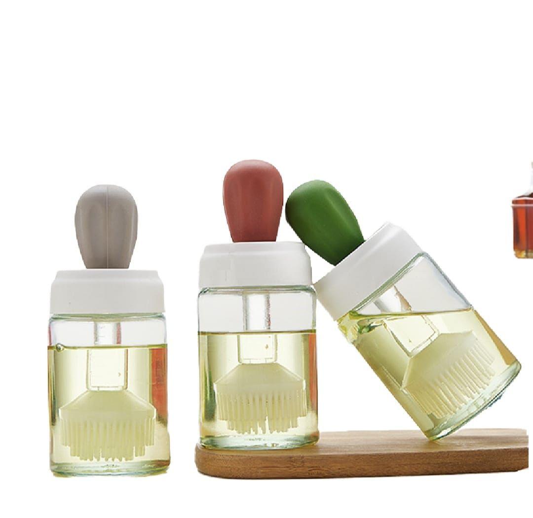 Oil Dispenser Bottle With Silicone Brush – 2-in-1 Cooking Oil Tank & Heat-Resistant Glass Basting Brush