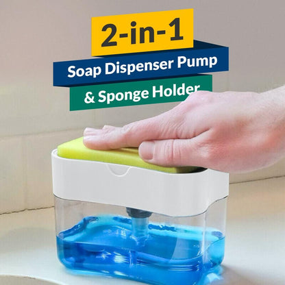 2-in-1 Kitchen Soap Dispenser With Sponge Holder | Easy-Press Soap Pump Dispenser