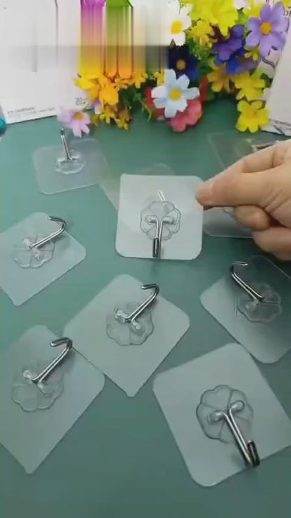 Transparent Self-Adhesive Wall Hooks | Strong Hold, No Drill, Damage-Free Hanging